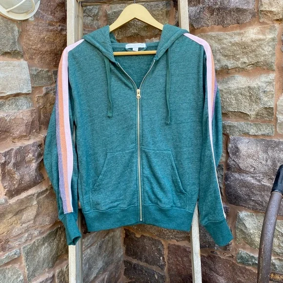 ✨ SPIRITUAL GANGSTER RETRO VARSITY STRIPE RILEY ZIP UP HOODIE JACKET XS NWOT - Picture 3 of 16